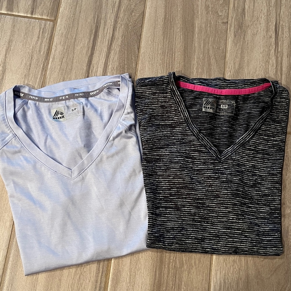 2 RBX Women's frat & Light Blue Short Sleeve Athletic Tee- Small